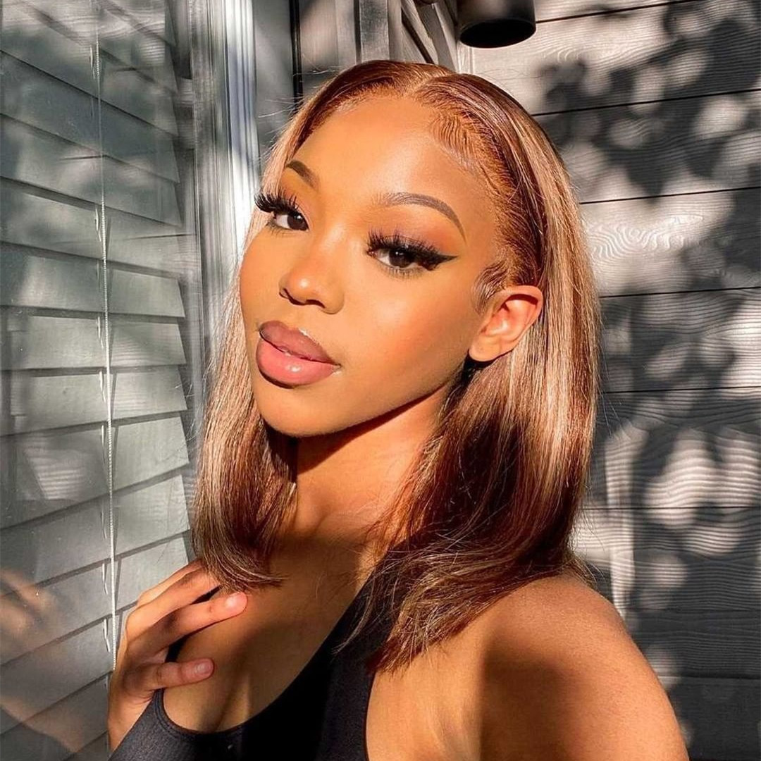 Uglam Bob Wig Piano Color Highlight #4/27 Straight Hair